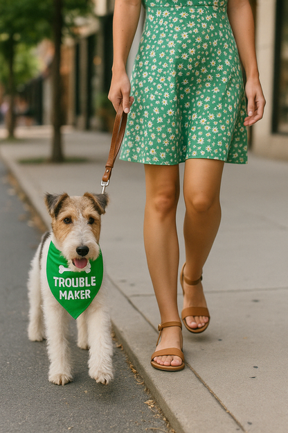 Parisian Pet 'Trouble Maker' Bandana for Dogs & Cats - Fun, Comfortable, Trendy Green Pet Fashion Accessory-Saint Patrick's Day