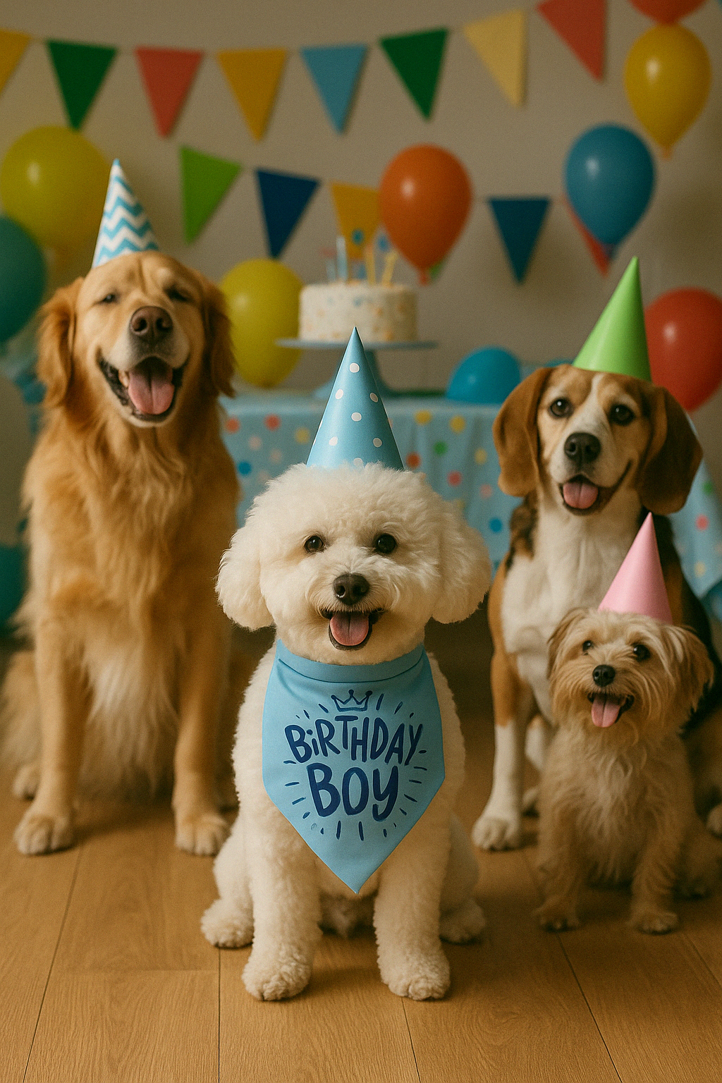Parisian Pet 'Birthday Boy' Dog Bandana – Happy Birthday Pet Outfit, Fun Party Scarf for Dogs & Cats, Stylish & Comfy Celebration Clothing, Blue
